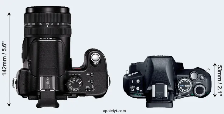 Compare V-LUX 1 versus E-410 top