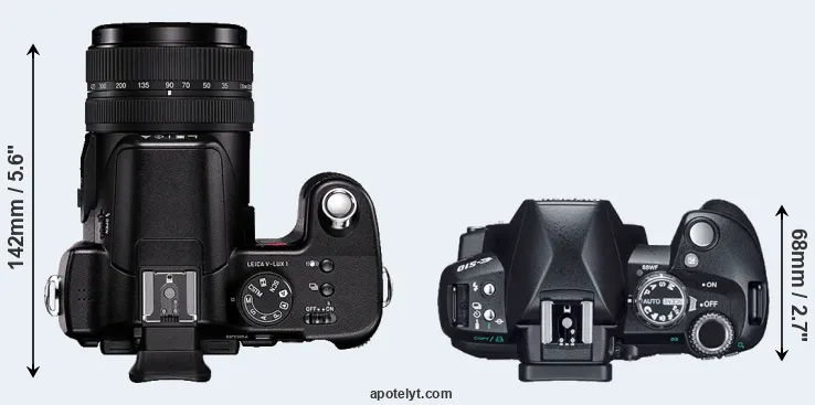 Compare V-LUX 1 versus E-510 top