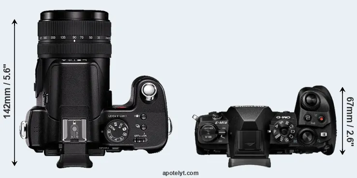 Compare V-LUX 1 versus E-M1 II top