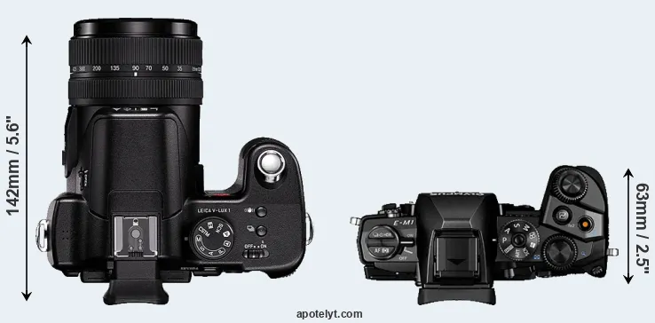 Compare V-LUX 1 versus E-M1 top