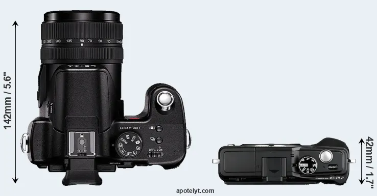 Compare V-LUX 1 versus E-PL2 top