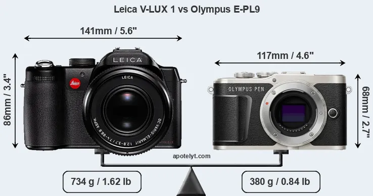 Size Leica V-LUX 1 vs Olympus E-PL9