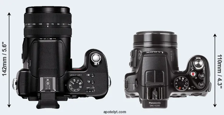 Compare V-LUX 1 versus FZ200 top