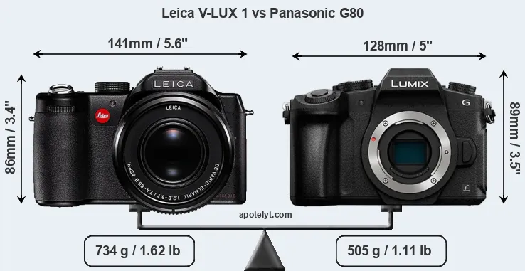 Size Leica V-LUX 1 vs Panasonic G80