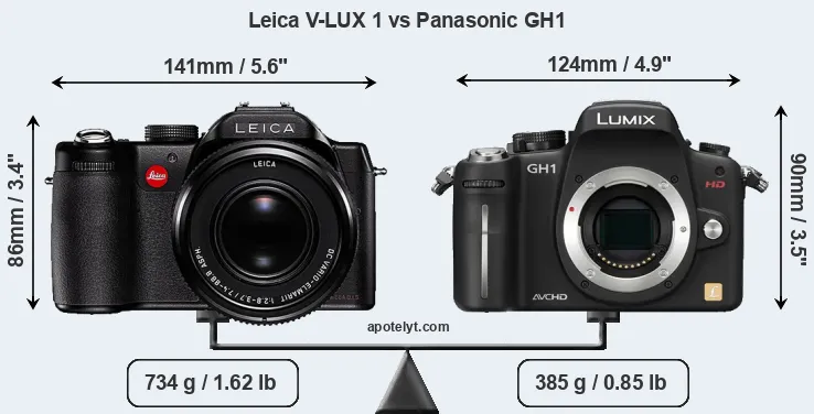 Size Leica V-LUX 1 vs Panasonic GH1