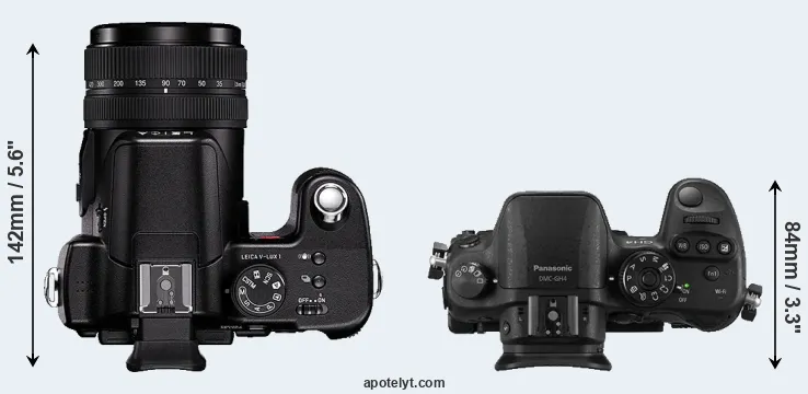 Compare V-LUX 1 versus GH4 top