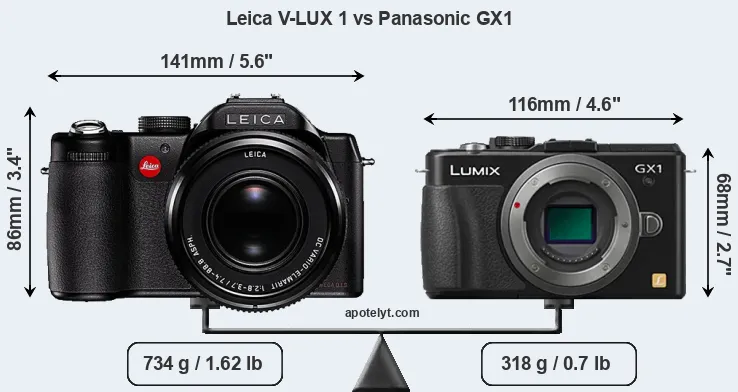 Size Leica V-LUX 1 vs Panasonic GX1
