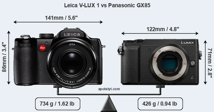 Size Leica V-LUX 1 vs Panasonic GX85