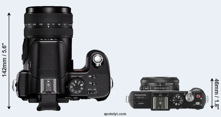 Compare V-LUX 1 versus LX7 top