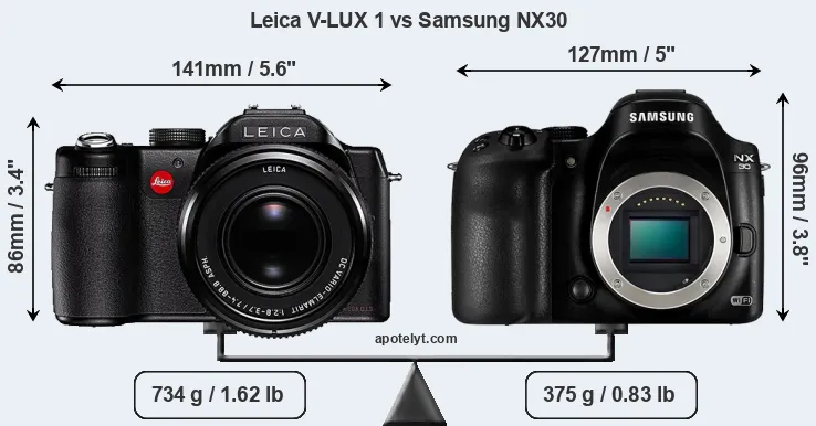 Size Leica V-LUX 1 vs Samsung NX30