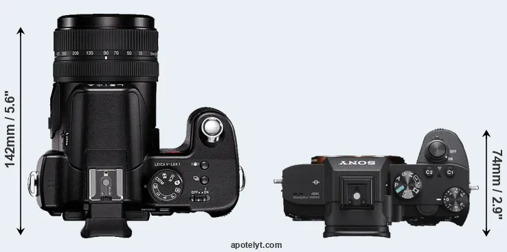 Compare V-LUX 1 versus A7 III top