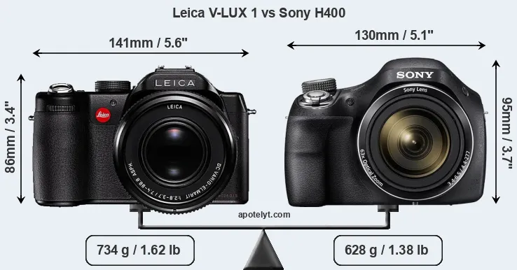 Size Leica V-LUX 1 vs Sony H400