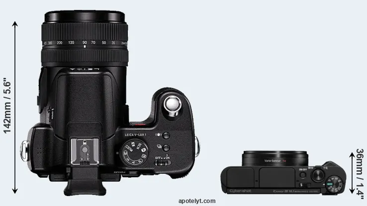 Compare V-LUX 1 versus HX95 top