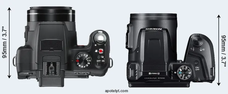 Compare V-LUX 2 versus B500 top