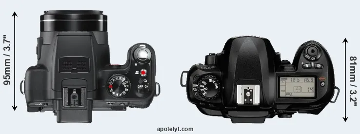 Compare V-LUX 2 versus D100 top