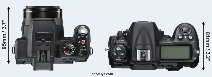 Compare V-LUX 2 versus D300S top