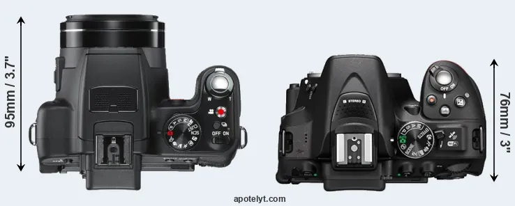 Compare V-LUX 2 versus D5300 top