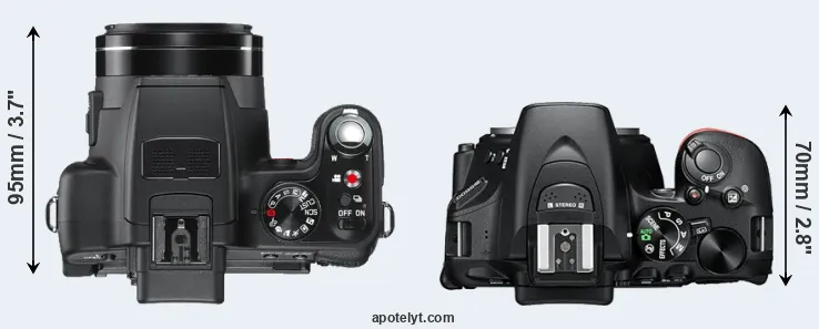 Compare V-LUX 2 versus D5600 top