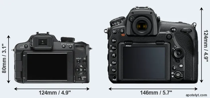 Comparison V-LUX 2 or D850 rear