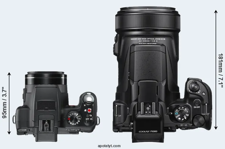 Compare V-LUX 2 versus P1000 top