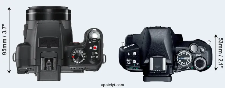 Compare V-LUX 2 versus E-410 top