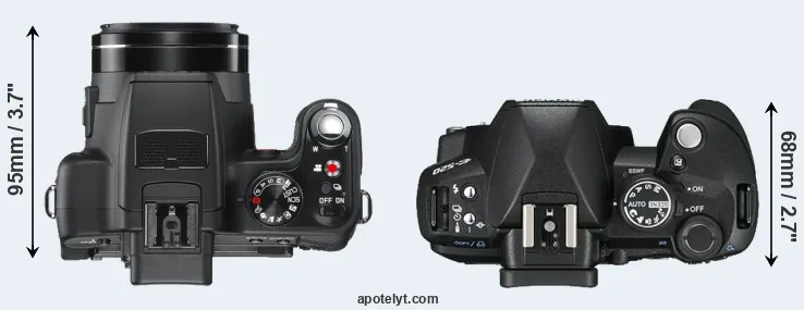 Compare V-LUX 2 versus E-520 top