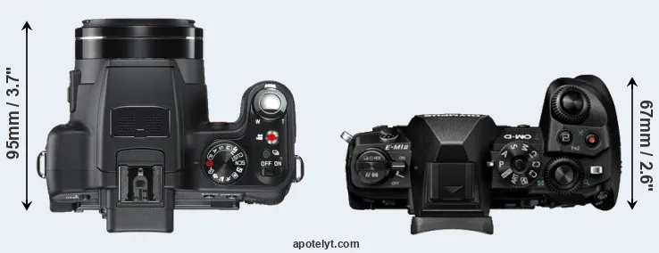 Compare V-LUX 2 versus E-M1 II top