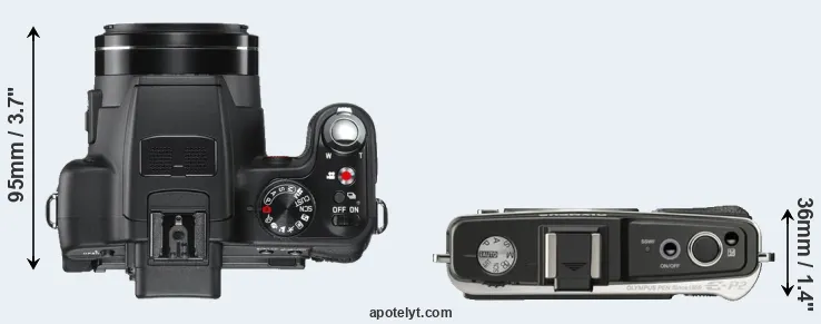 Compare V-LUX 2 versus E-P2 top