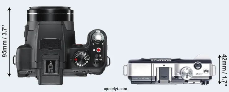 Compare V-LUX 2 versus E-PL1 top