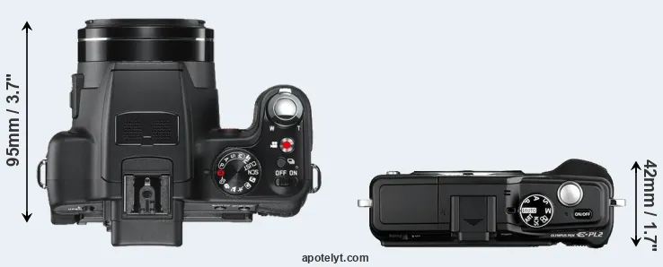 Compare V-LUX 2 versus E-PL2 top