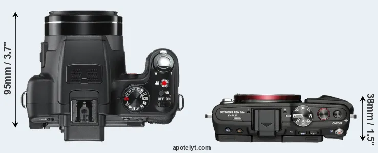 Compare V-LUX 2 versus E-PL6 top