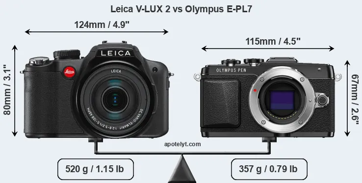Size Leica V-LUX 2 vs Olympus E-PL7