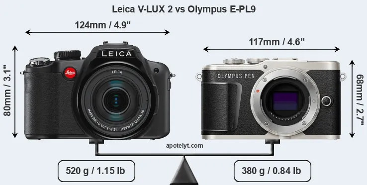 Size Leica V-LUX 2 vs Olympus E-PL9