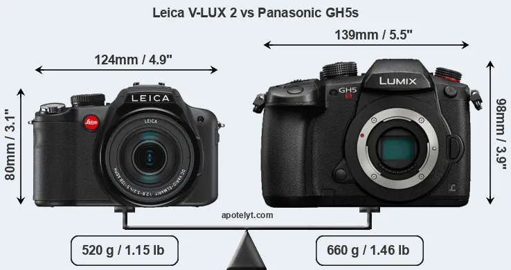 Size Leica V-LUX 2 vs Panasonic GH5s