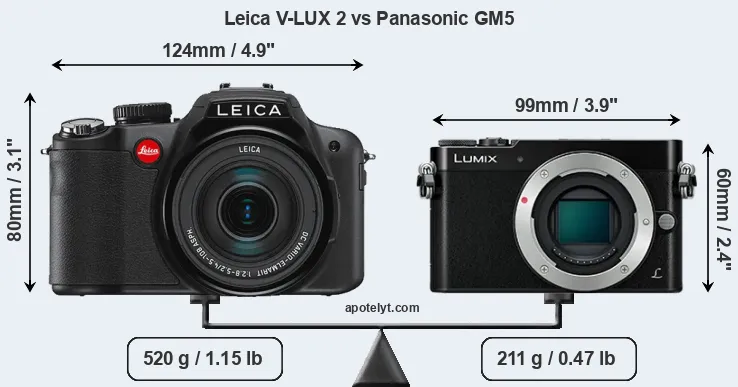 Size Leica V-LUX 2 vs Panasonic GM5