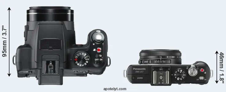 Compare V-LUX 2 versus LX7 top