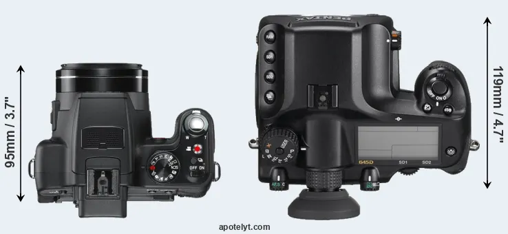 Compare V-LUX 2 versus 645D top