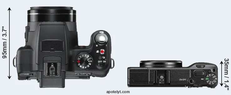 Compare V-LUX 2 versus GR II top