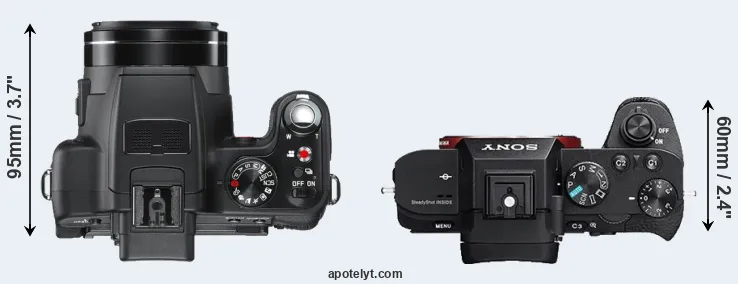 Compare V-LUX 2 versus A7 II top