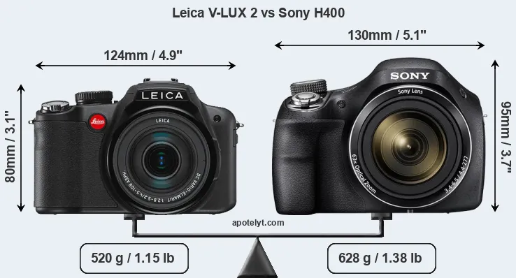 Size Leica V-LUX 2 vs Sony H400