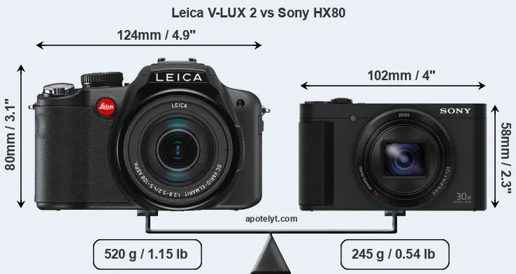 Size Leica V-LUX 2 vs Sony HX80