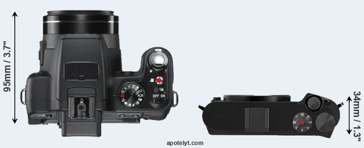 Compare V-LUX 2 versus M1 top