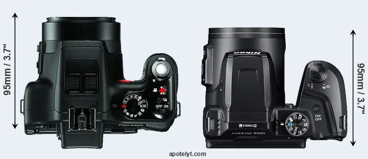 Compare V-LUX 3 versus B500 top