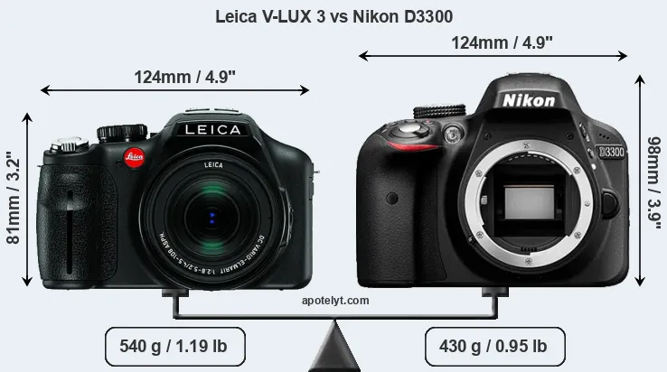 Size Leica V-LUX 3 vs Nikon D3300