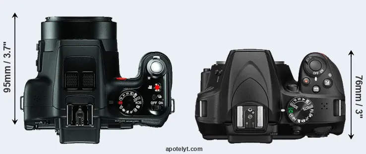 Compare V-LUX 3 versus D3400 top