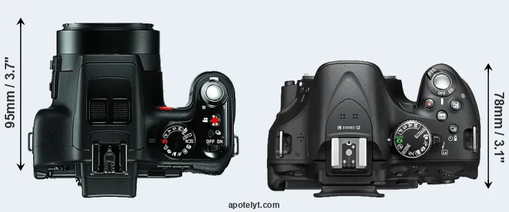 Compare V-LUX 3 versus D5200 top