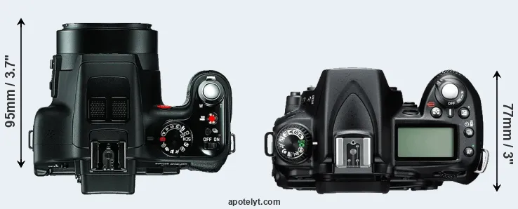 Compare V-LUX 3 versus D90 top