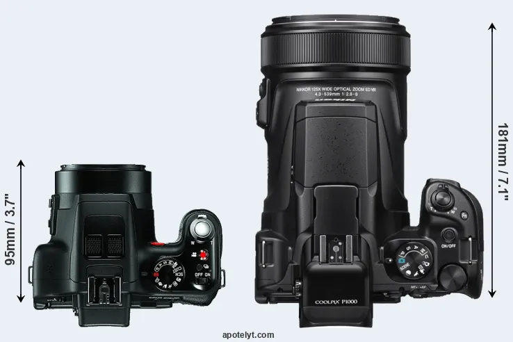 Compare V-LUX 3 versus P1000 top