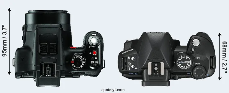 Compare V-LUX 3 versus E-520 top