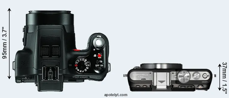 Compare V-LUX 3 versus E-PL3 top